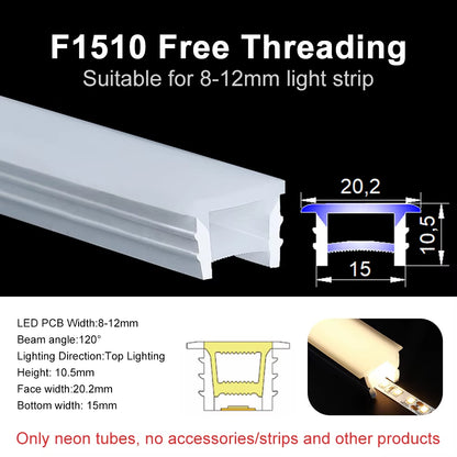 Recessed LED Neon Tube Silicone Gel Covering Flexible Embedded IP67 Waterproof for WS2812B WS2811 COB Strip Light Indoor Outdoor