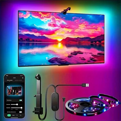 RGBIC LED TV Backlight Strip with Camera App Control Music Sync Smart Lights for Gaming Room 55-75Inch Ambient Lighting