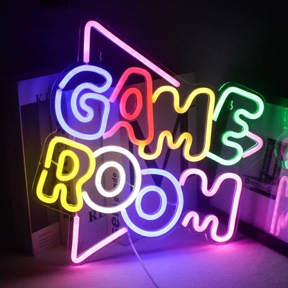 Game Room Neon Sign LED Wall Decor USB Powered Acrylic for Gaming Lighting Bedroom Bedside Wall Decor Gamer Party Birthday Gift