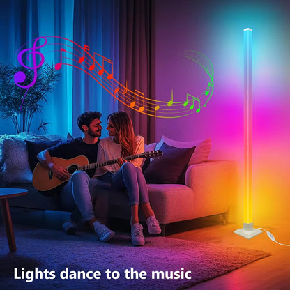 RGB Floor Lamp LED Corner Lamp Smart Modern Floor Lamp with Music Sync Remote Control Standing Lamp for Bedroom Living Room