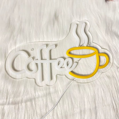 Coffee Neon Sign, Coffee Cup Led Sign Usb Power Supply Light, Suitable for Coffee Shop Business Decor, Coffee Lovers Gifts.