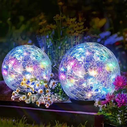 1-4 Packs Solar LED Light Cracked Glass Ball for Garden Outdoor Path for Patio and Yard Lawn Backyard Festival Decoration Lamp