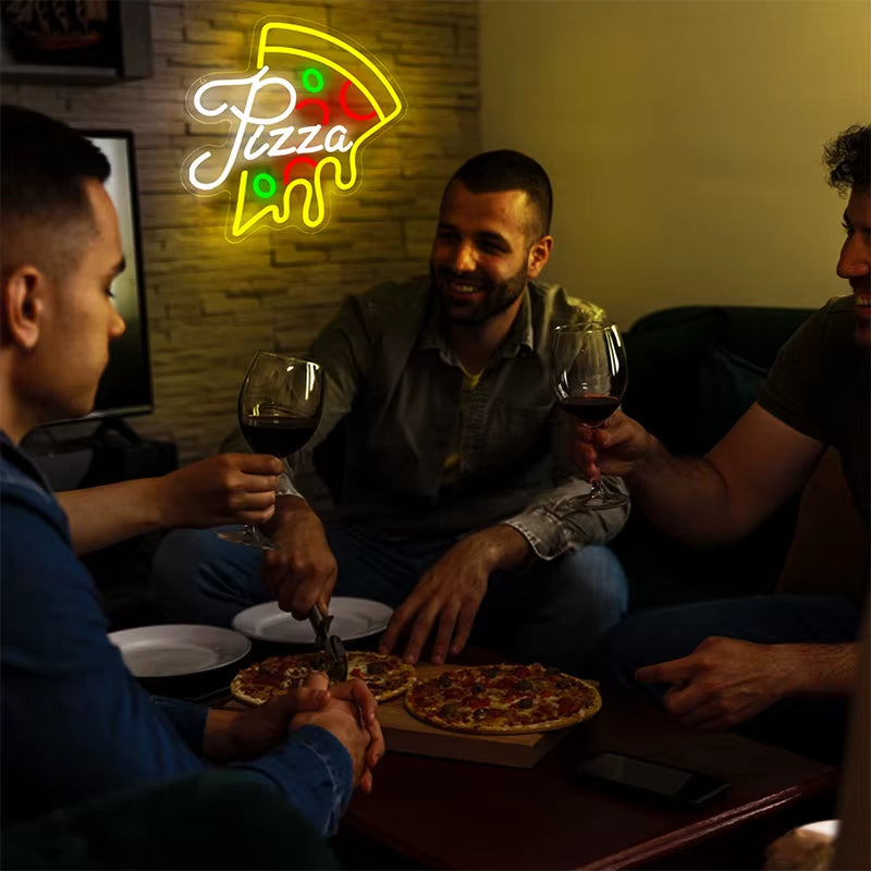 Pizza Neon Sign for Wall Decor Pizzeria Neon Light up Sign for Restaurant Kitchen Store Party Bedroom Christmas Birthday Gifts