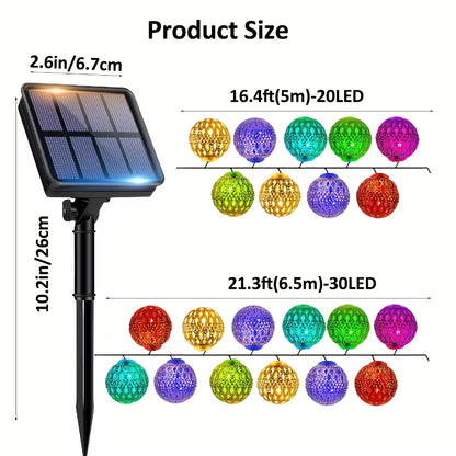 1Pcs Moroccan Ball Solar String Lights 20/30 LED Outdoor String Lights for Bedroom Garden Wedding Holiday Party Festival Decor