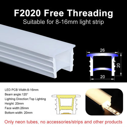 Recessed LED Neon Tube Silicone Gel Covering Flexible Embedded IP67 Waterproof for WS2812B WS2811 COB Strip Light Indoor Outdoor