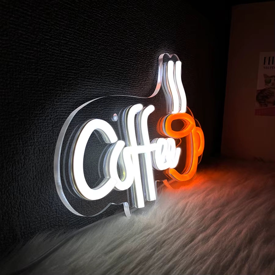 Coffee Neon Sign, Coffee Cup Led Sign Usb Power Supply Light, Suitable for Coffee Shop Business Decor, Coffee Lovers Gifts.