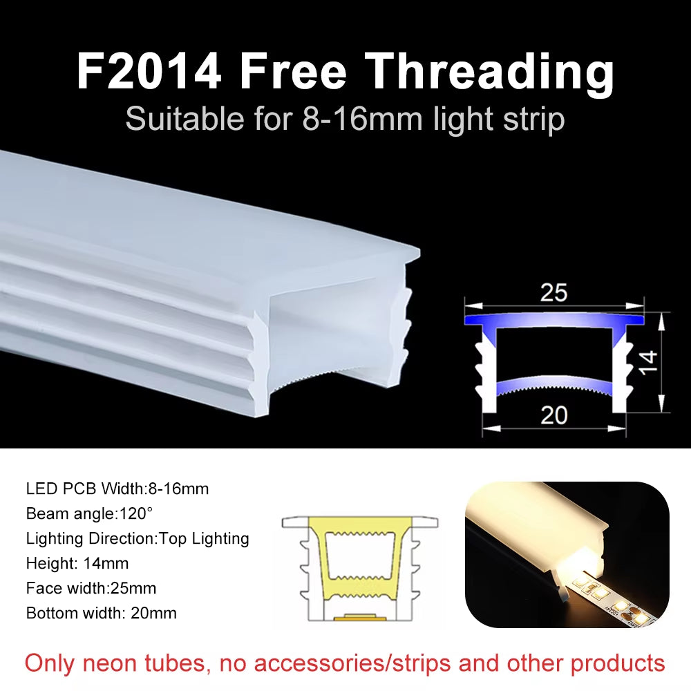 Recessed LED Neon Tube Silicone Gel Covering Flexible Embedded IP67 Waterproof for WS2812B WS2811 COB Strip Light Indoor Outdoor