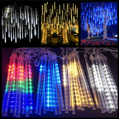 50Cm 8Tubes Solar LED Meteor Shower Light Holiday String Light Waterproof Garden Christmas Decoration Outdoor Meteor Rain Lights
