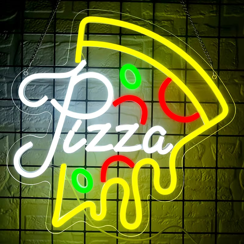Pizza Neon Sign for Wall Decor Pizzeria Neon Light up Sign for Restaurant Kitchen Store Party Bedroom Christmas Birthday Gifts