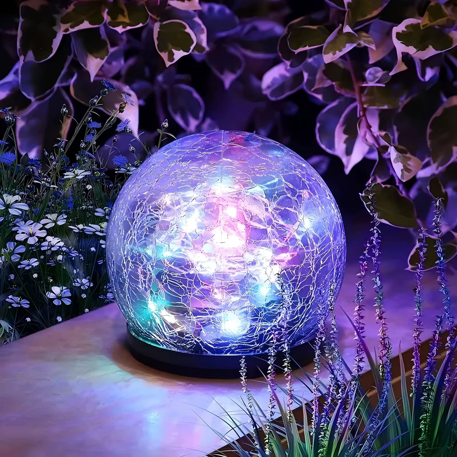 1-4 Packs Solar LED Light Cracked Glass Ball for Garden Outdoor Path for Patio and Yard Lawn Backyard Festival Decoration Lamp