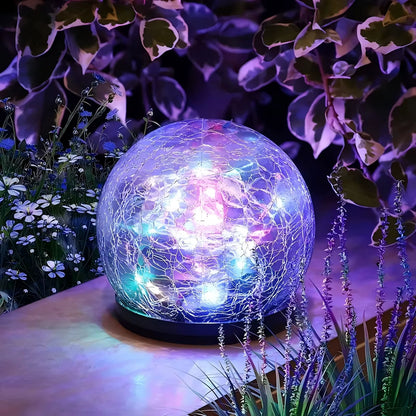 1-4 Packs Solar LED Light Cracked Glass Ball for Garden Outdoor Path for Patio and Yard Lawn Backyard Festival Decoration Lamp