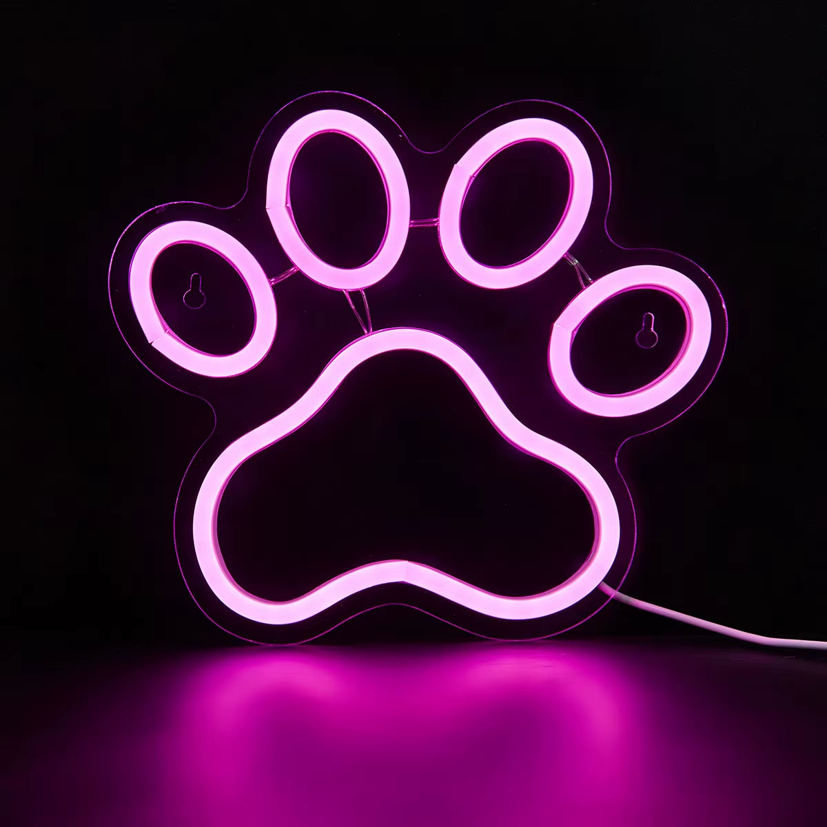 Chi-Buy LED Neon Paw USB Powered Neon Signs Night Light 3D Wall Art & Game Room Bedroom Living Room Decor Lamp Signs