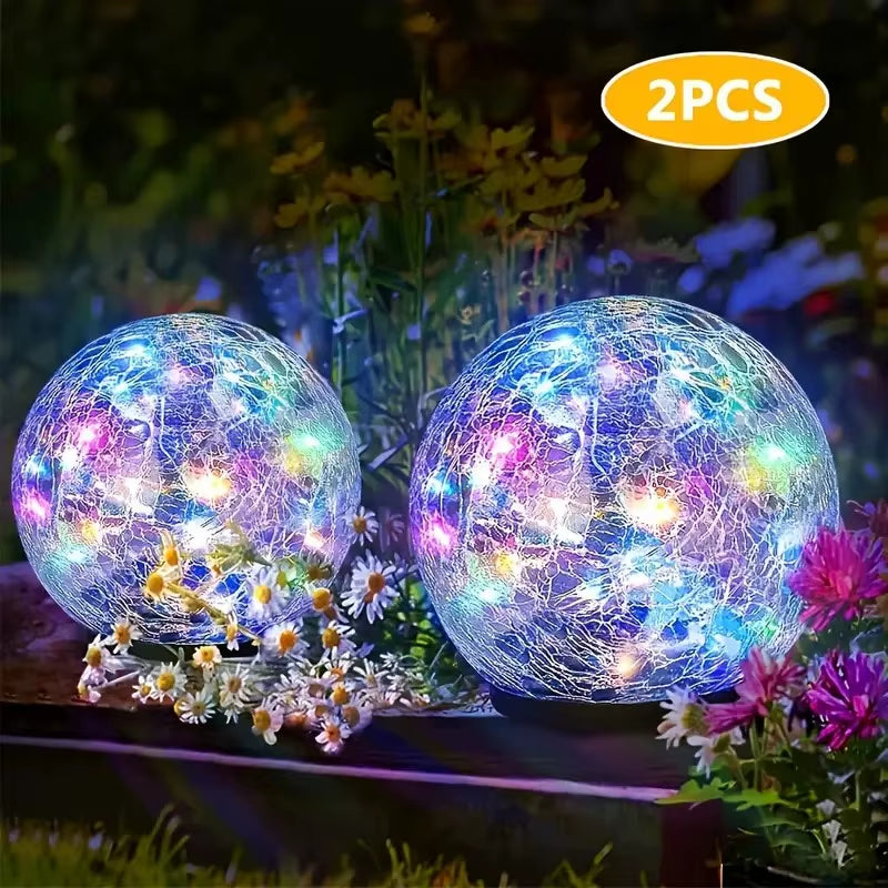1-4 Packs Solar LED Light Cracked Glass Ball for Garden Outdoor Path for Patio and Yard Lawn Backyard Festival Decoration Lamp