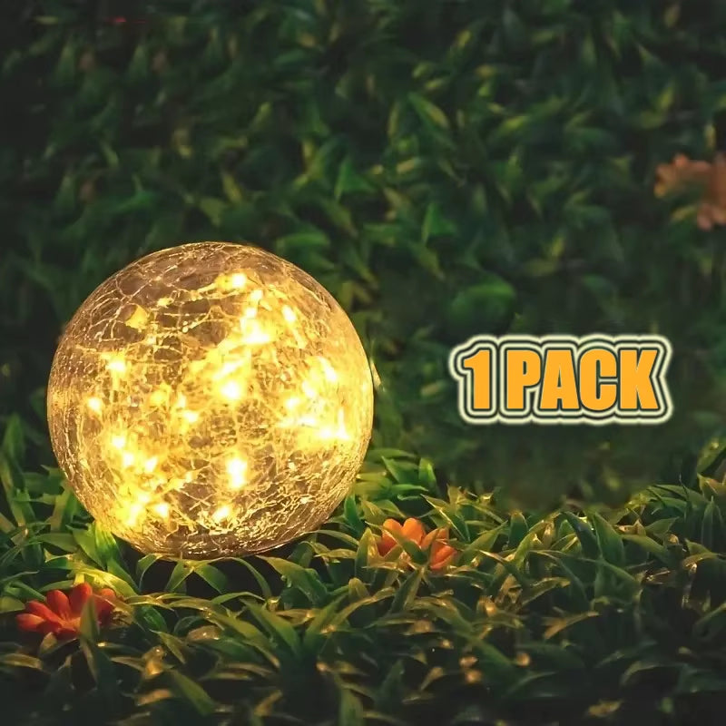 1-4 Packs Solar LED Light Cracked Glass Ball for Garden Outdoor Path for Patio and Yard Lawn Backyard Festival Decoration Lamp