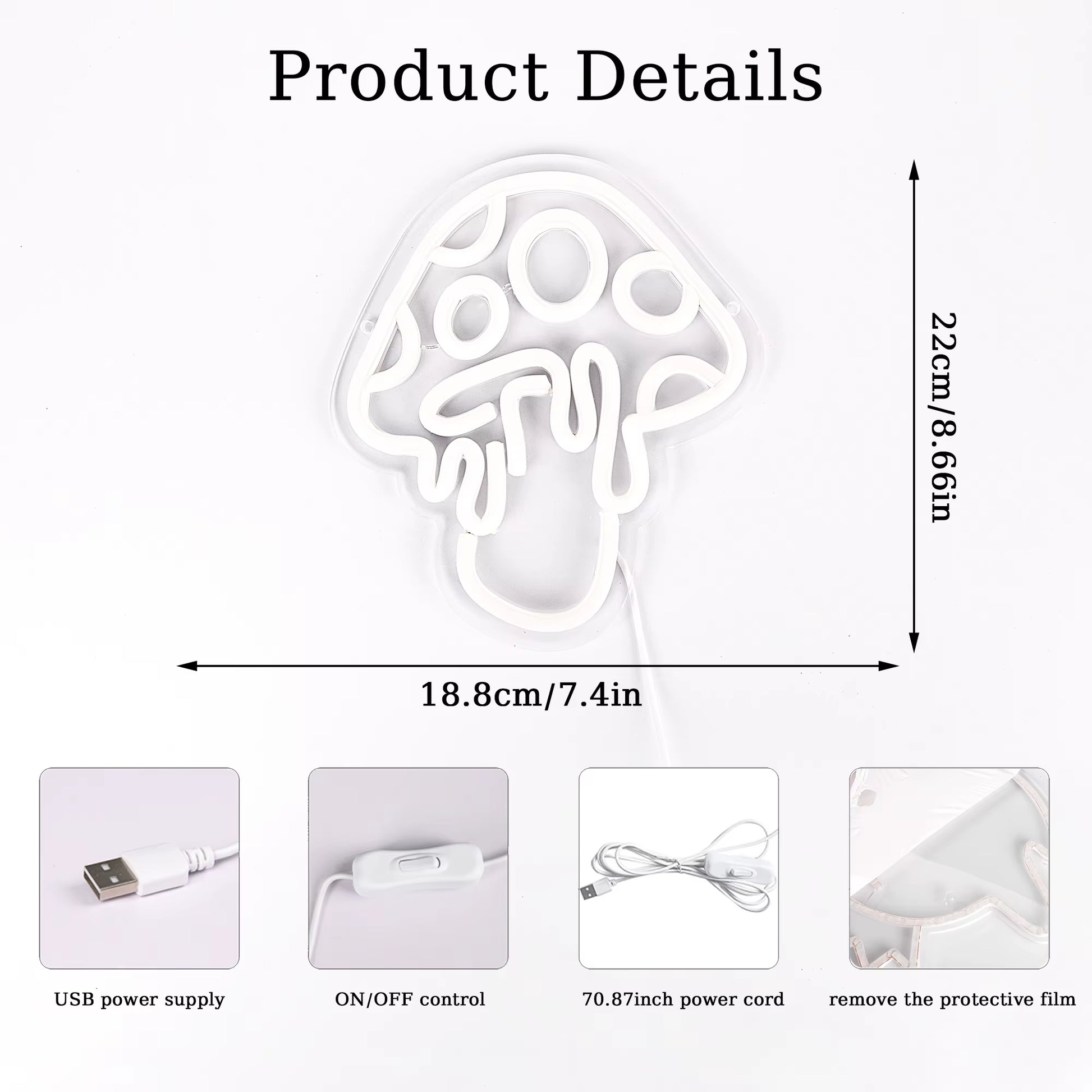 Mushroom Neon Sign Led Mushroom Neon Light 3D Wall Art Mushroom Night Neon Signs for Wall Decor Game Room Bedroom Decor