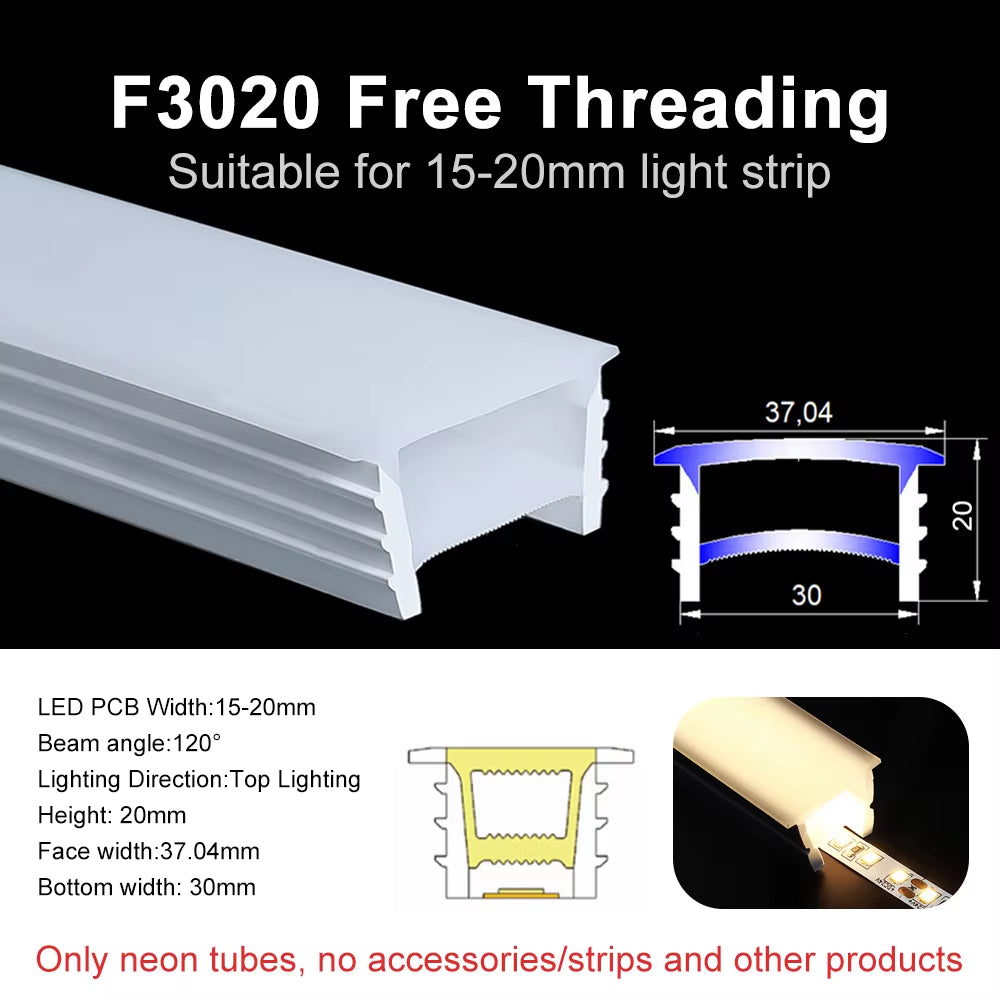Recessed LED Neon Tube Silicone Gel Covering Flexible Embedded IP67 Waterproof for WS2812B WS2811 COB Strip Light Indoor Outdoor