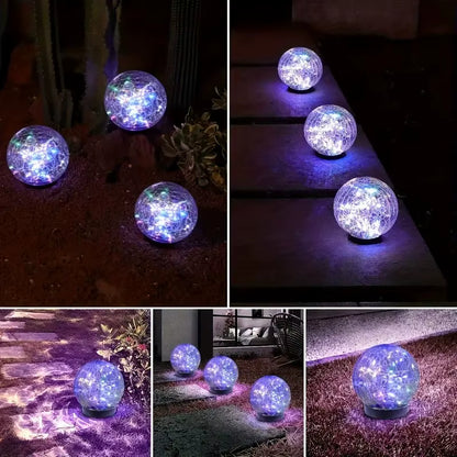 1-4 Packs Solar LED Light Cracked Glass Ball for Garden Outdoor Path for Patio and Yard Lawn Backyard Festival Decoration Lamp