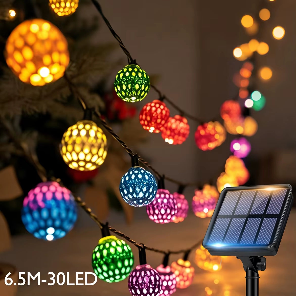 1Pcs Moroccan Ball Solar String Lights 20/30 LED Outdoor String Lights for Bedroom Garden Wedding Holiday Party Festival Decor