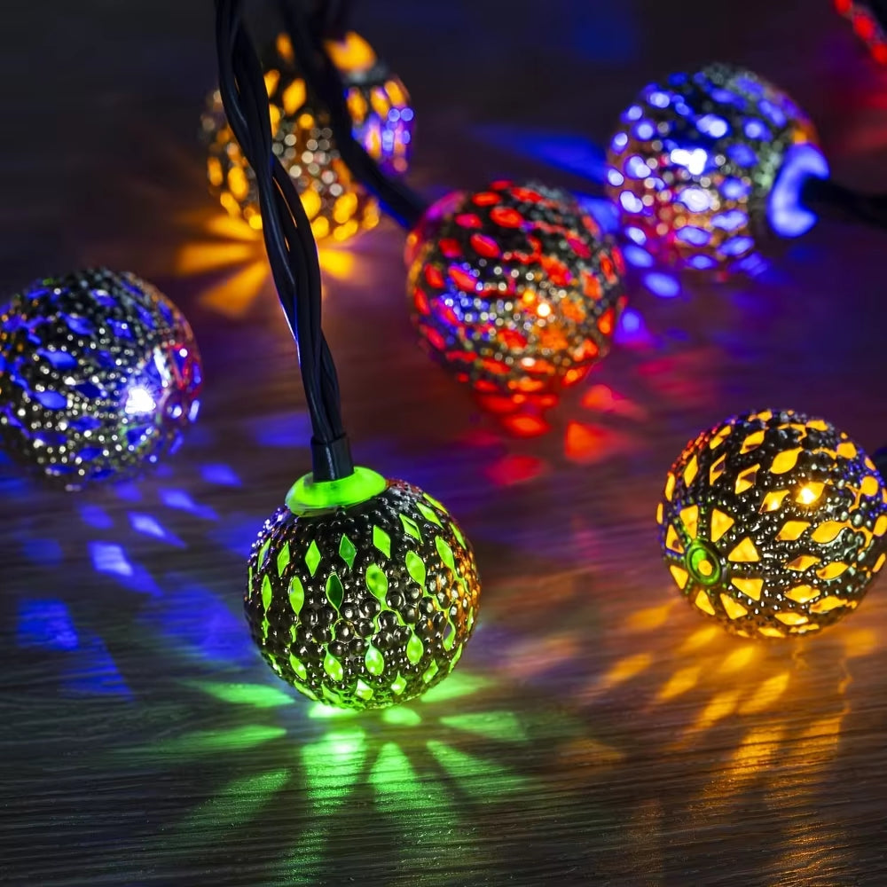 1Pcs Moroccan Ball Solar String Lights 20/30 LED Outdoor String Lights for Bedroom Garden Wedding Holiday Party Festival Decor