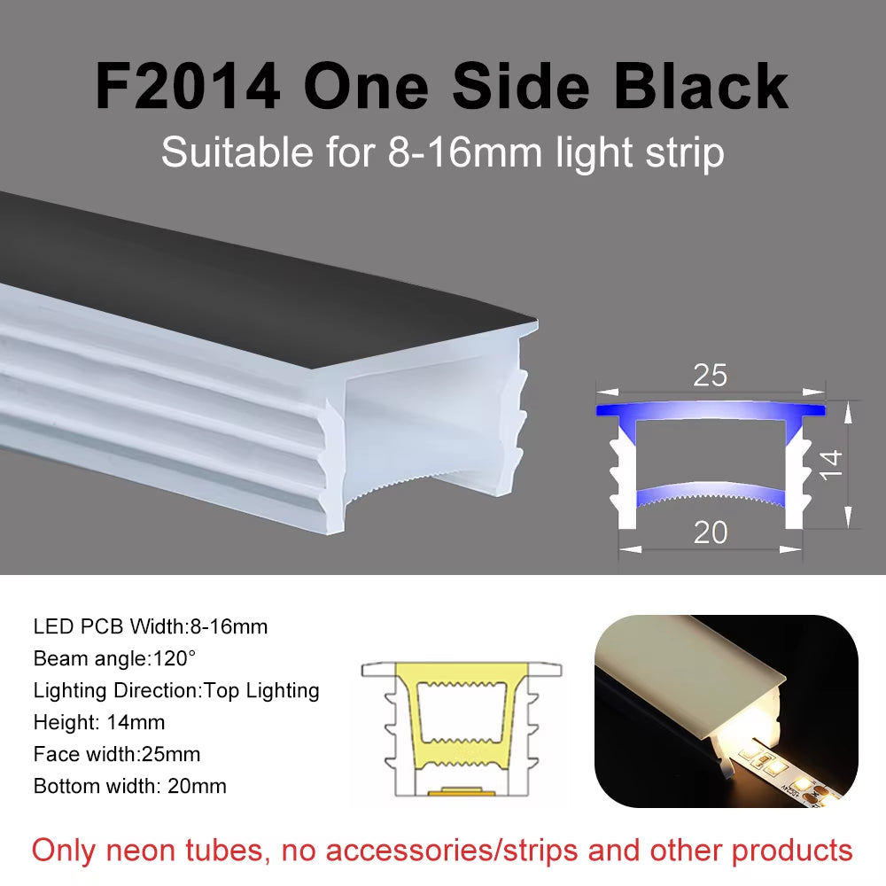 Recessed LED Neon Tube Silicone Gel Covering Flexible Embedded IP67 Waterproof for WS2812B WS2811 COB Strip Light Indoor Outdoor