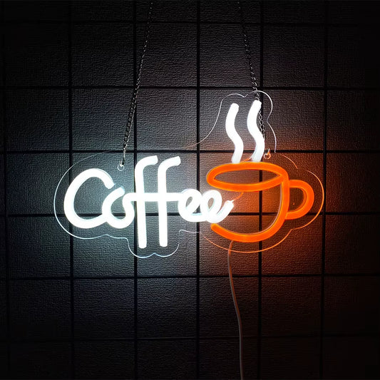 Coffee Neon Sign, Coffee Cup Led Sign Usb Power Supply Light, Suitable for Coffee Shop Business Decor, Coffee Lovers Gifts.