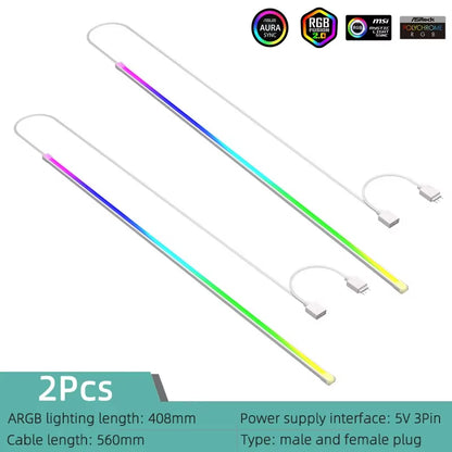 Soft Neon Addressable Rainbow PC Ws2812B LED Strip Light for 5V 3Pin ARGB Header PC Case Asus Aura Sync RGBIC Fusion MSI Mystic