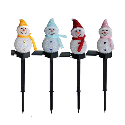 LED Snowman Solar Garden Light Outdoor Ground Stake Light Solar Powered Xmas Pathway Lights for Christmas Lawn Yard Decoration
