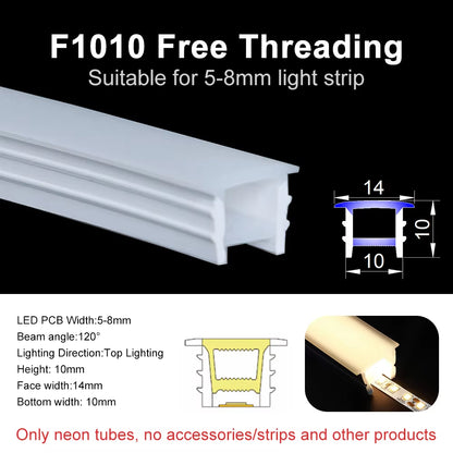 Recessed LED Neon Tube Silicone Gel Covering Flexible Embedded IP67 Waterproof for WS2812B WS2811 COB Strip Light Indoor Outdoor