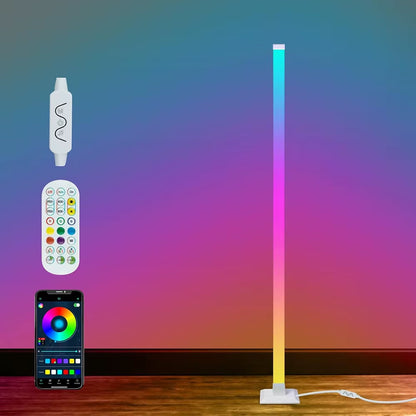 RGB Floor Lamp LED Corner Lamp Smart Modern Floor Lamp with Music Sync Remote Control Standing Lamp for Bedroom Living Room