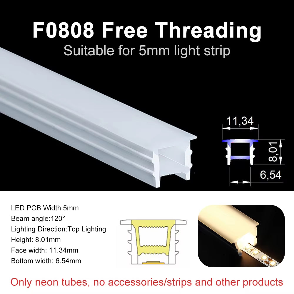 Recessed LED Neon Tube Silicone Gel Covering Flexible Embedded IP67 Waterproof for WS2812B WS2811 COB Strip Light Indoor Outdoor
