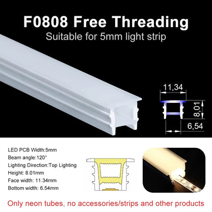 Recessed LED Neon Tube Silicone Gel Covering Flexible Embedded IP67 Waterproof for WS2812B WS2811 COB Strip Light Indoor Outdoor