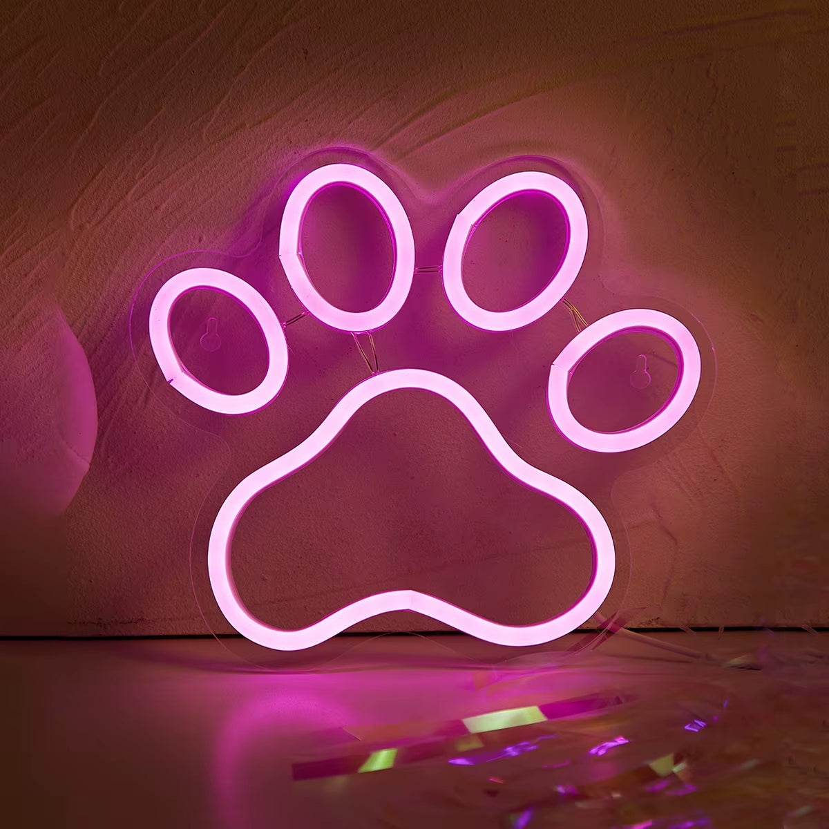 Chi-Buy LED Neon Paw USB Powered Neon Signs Night Light 3D Wall Art & Game Room Bedroom Living Room Decor Lamp Signs