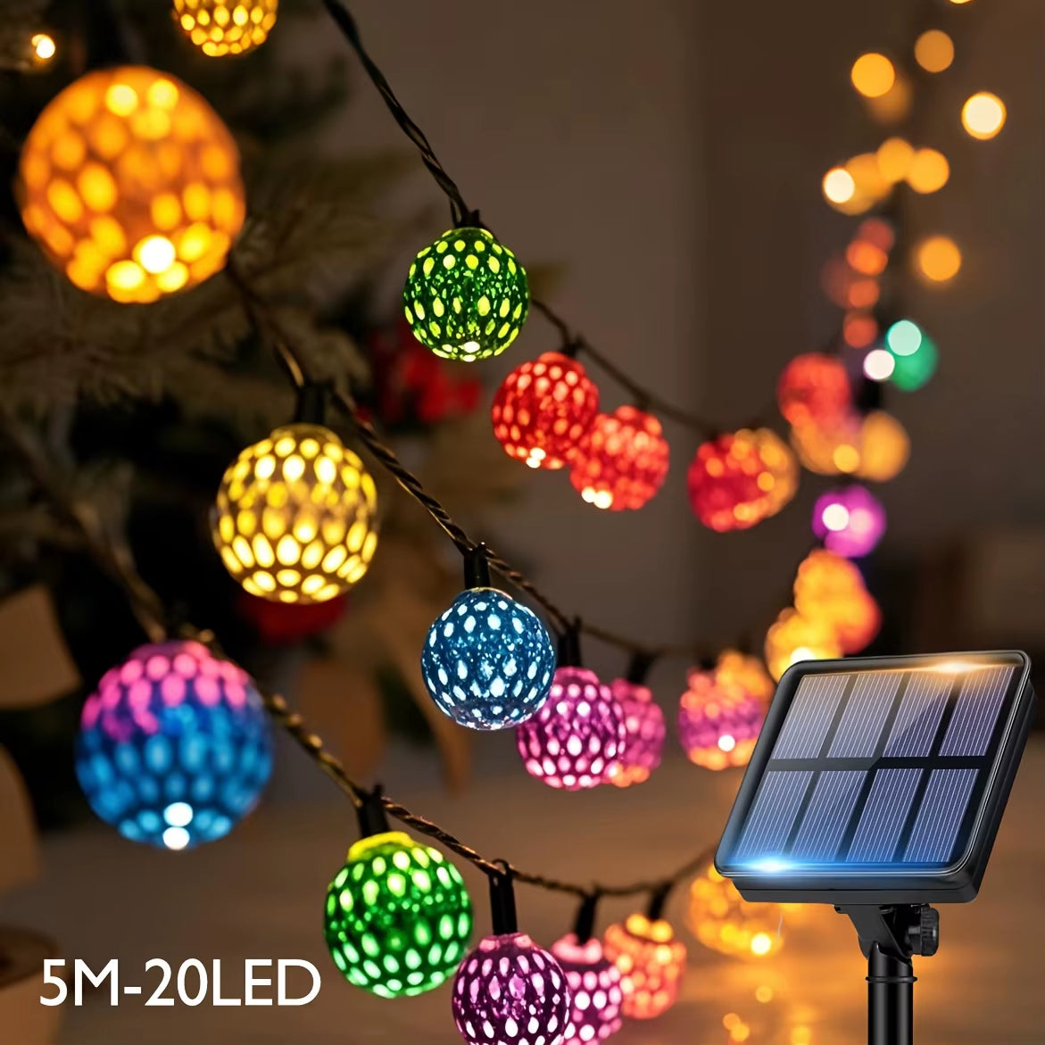 1Pcs Moroccan Ball Solar String Lights 20/30 LED Outdoor String Lights for Bedroom Garden Wedding Holiday Party Festival Decor